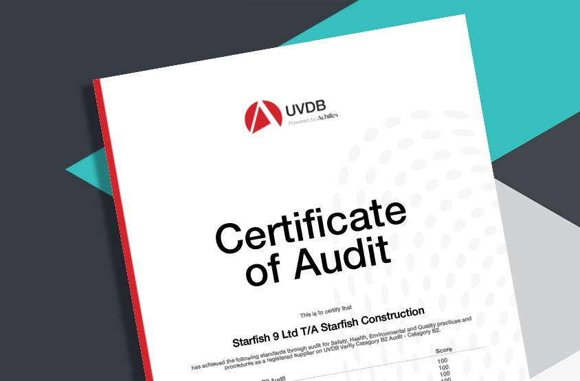 Starfish Construction Receives Renowned Achilles Certificate of Audit with Perfect Scores