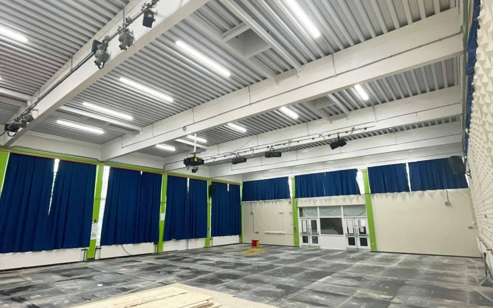 London School RAAC remediation internal gym hall