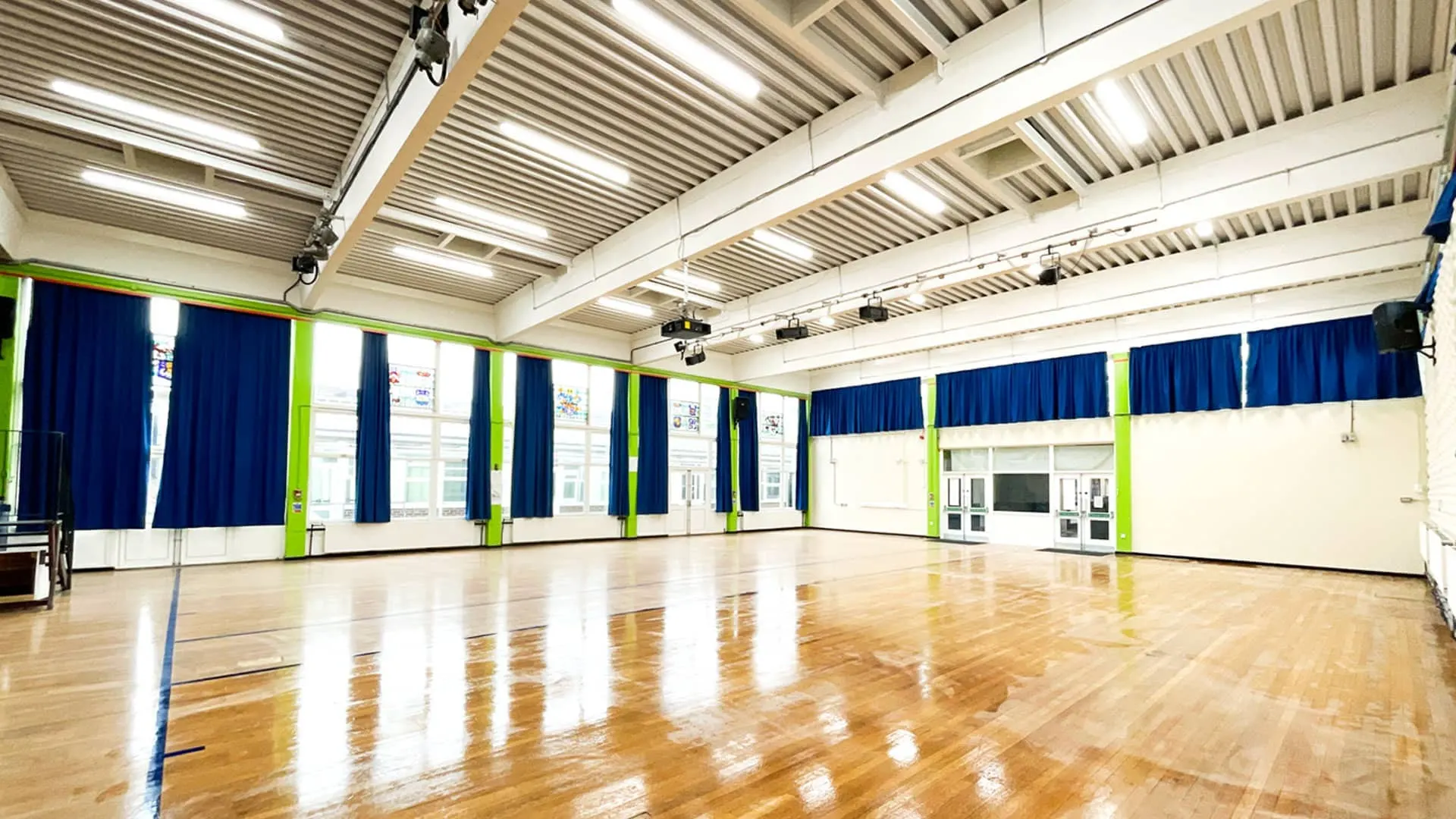The school hall at the London school project, back in use after RAAC removal and roof replacement