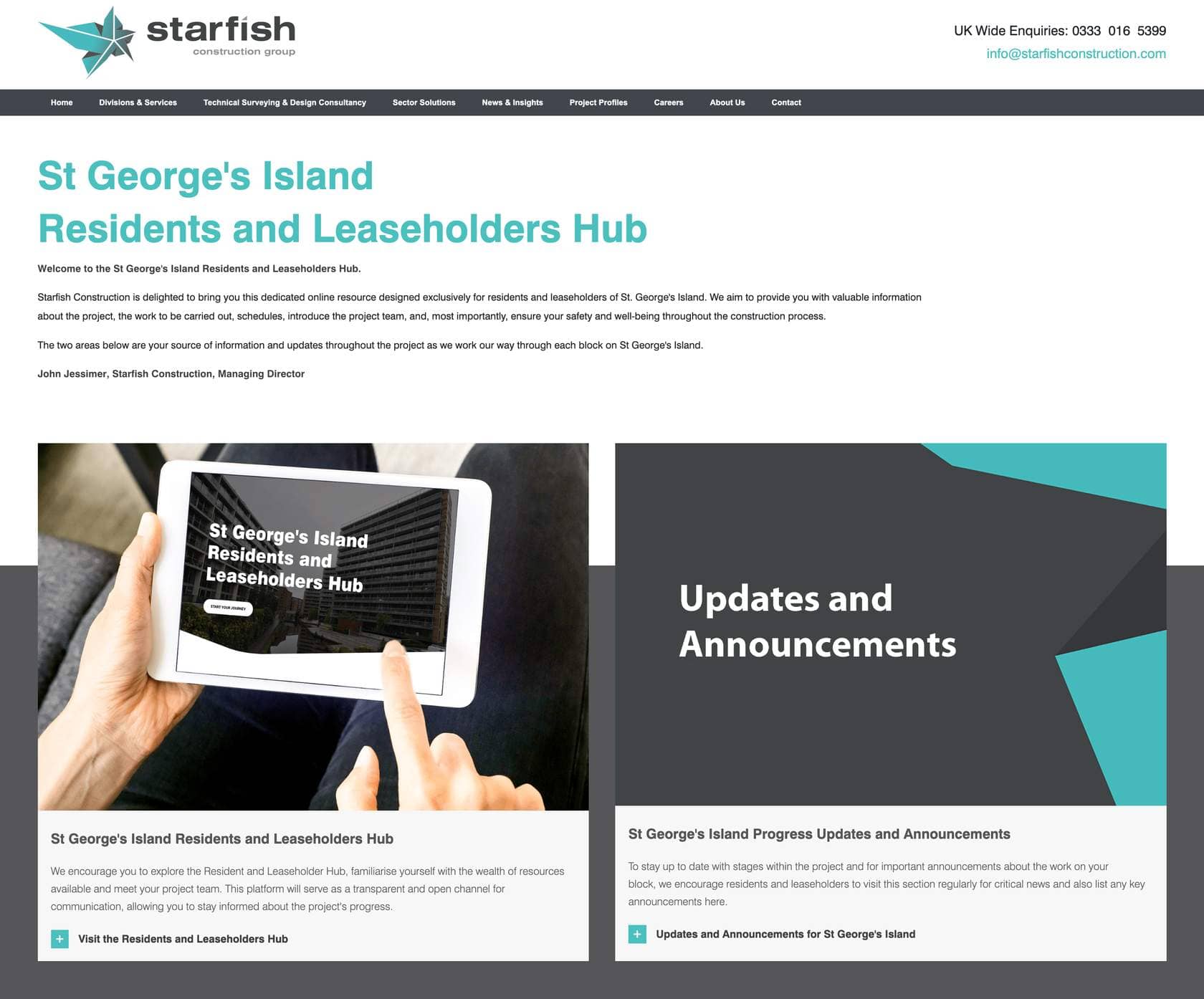 Starfish Construction stakeholder hub communication plan