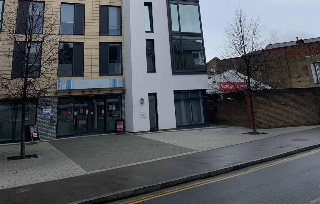 Glassyard entrance and street frontage back in use after completion