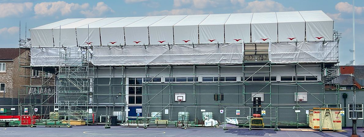 School roof during the raac replacement process