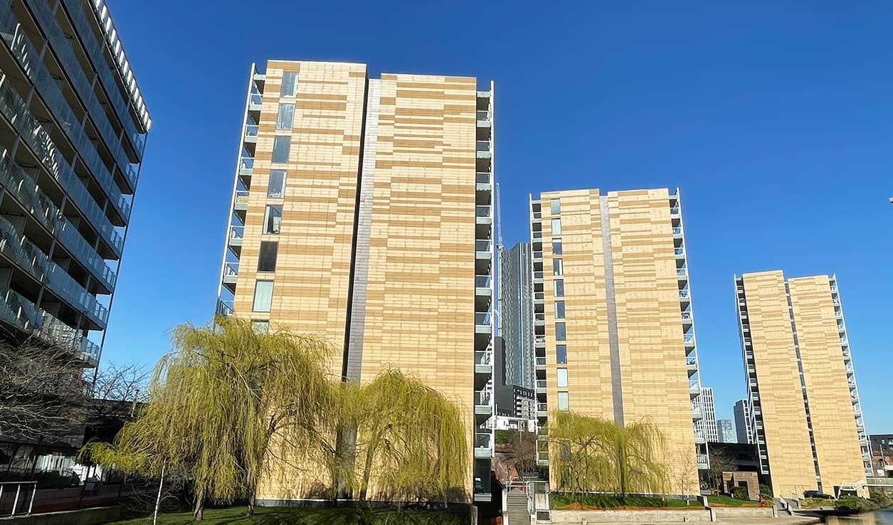 St Georges Island high rise flats with new facade