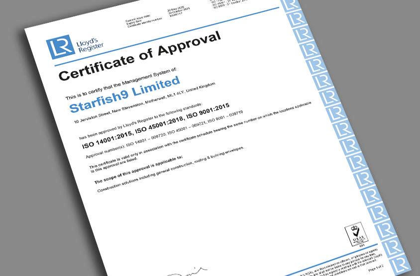 Starfish Construction achieve BS ISO 45001:2018 certification