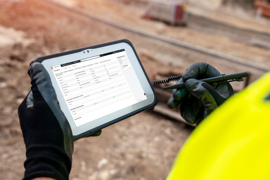 technical survey man sitting at computer simulation