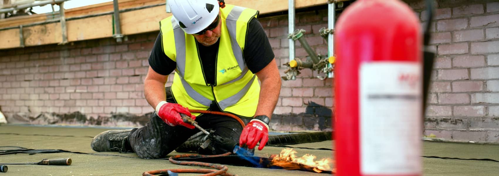 Asbestos hazard signage.